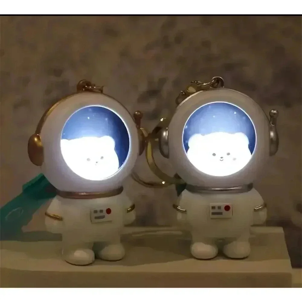 Cute Bear Light up Astronaut Keychains Space Key Chain